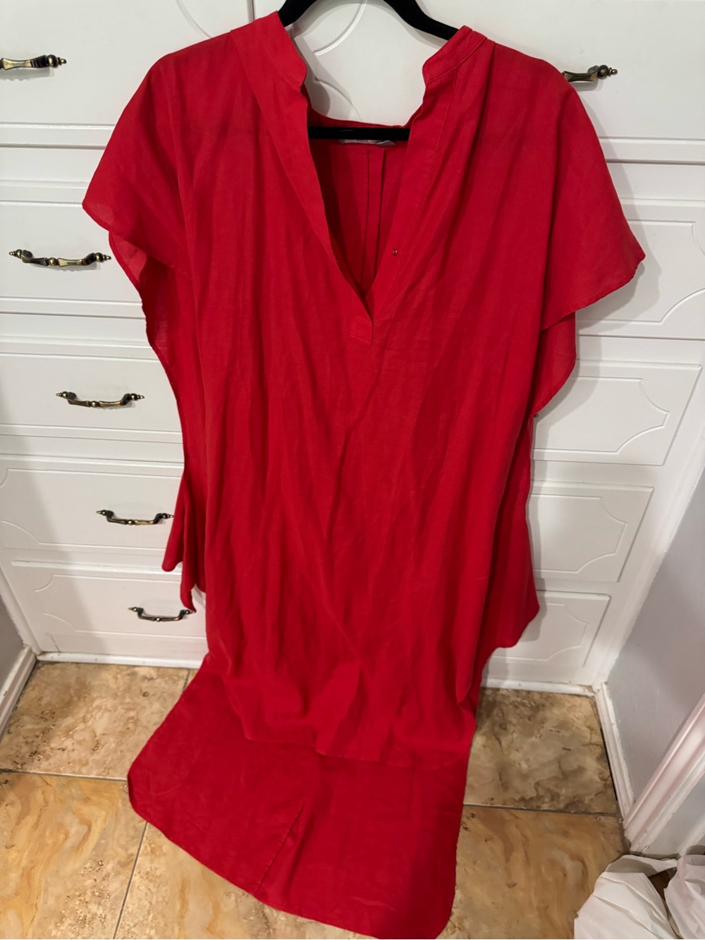 Vince Bright Red V-Neck Maxi Dress